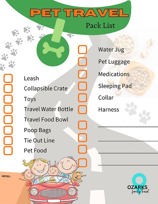 pet travel packing list