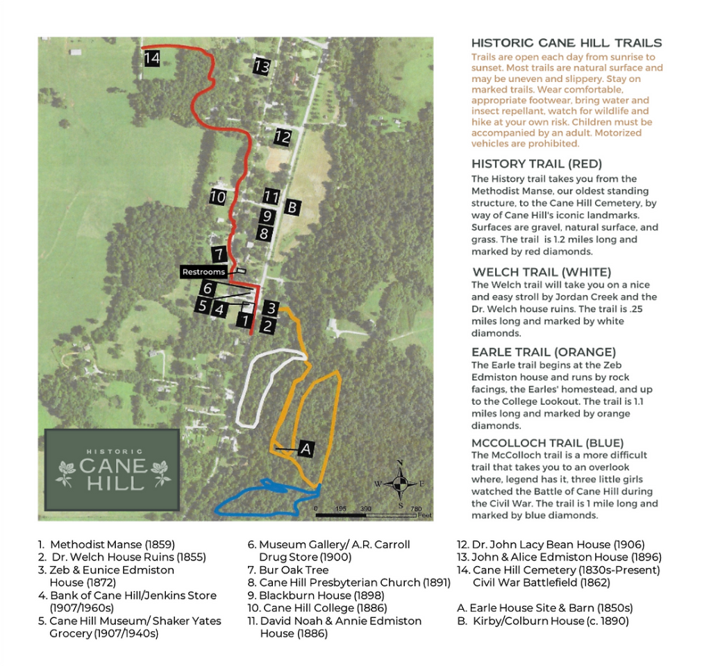 Cane Hill Hiking Map