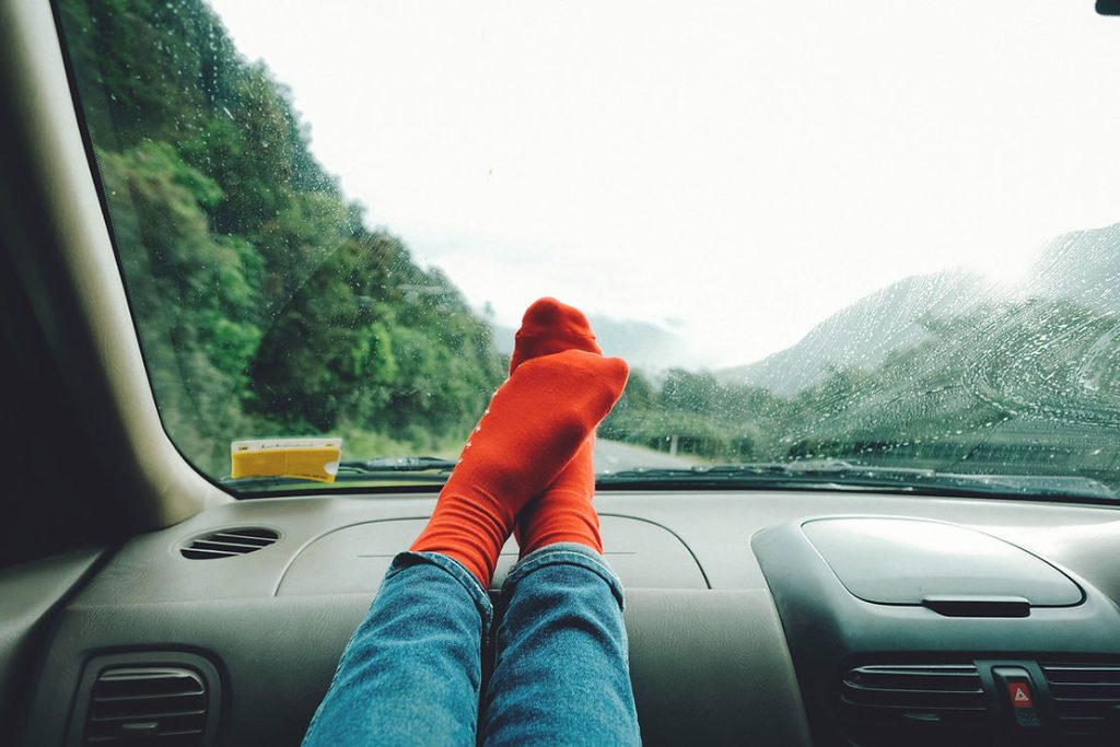 feet on dashboard