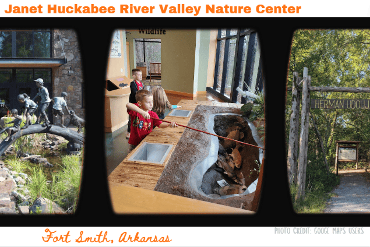 Photo collage of inside and outside River Valley Nature Center in Fort Smith Arkansas