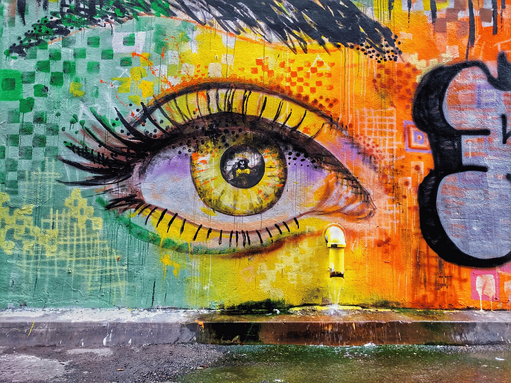 street art depicting human eye