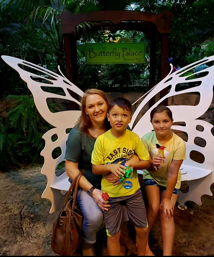 family at the Butterfly Palace in Branson