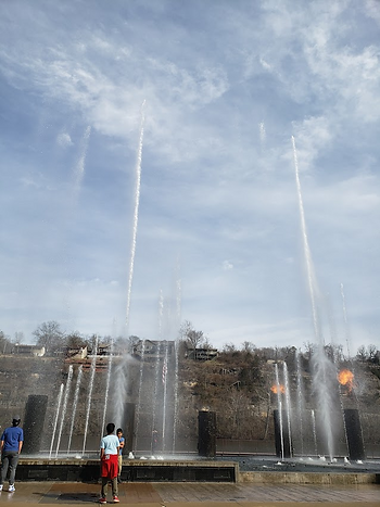 Water fountain display during the day