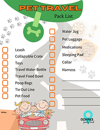 Pet travel packing checklist