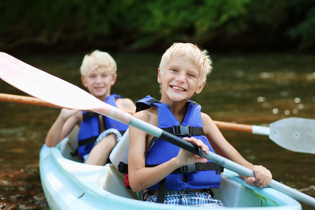 boys kayaking