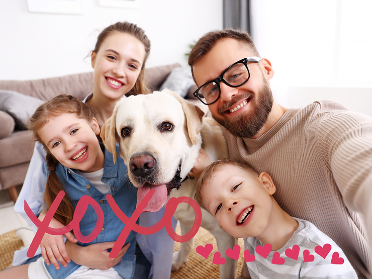 family with dog