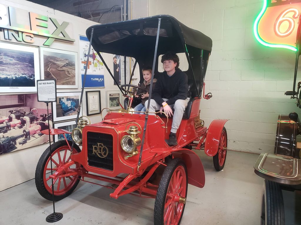 Kids in Vintage Car at Rt 66 Car Museum