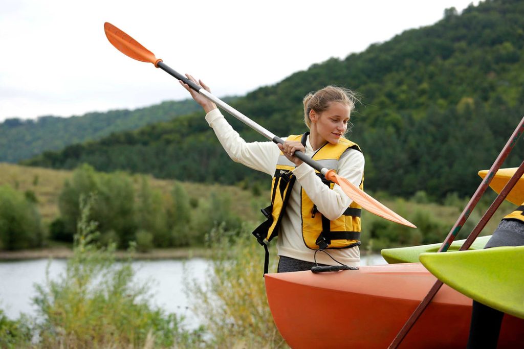 woman kayaking