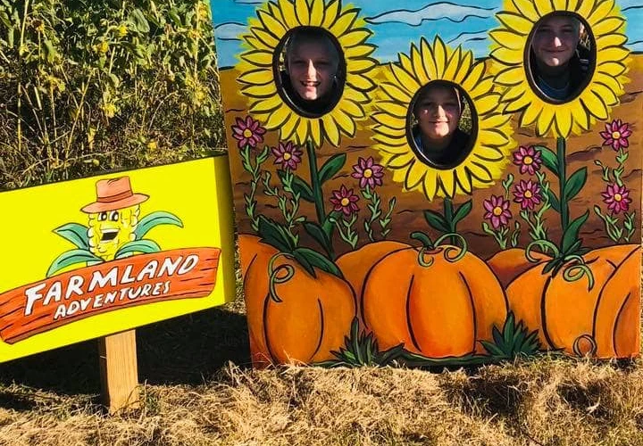 Kids in pumpkin patch cut out