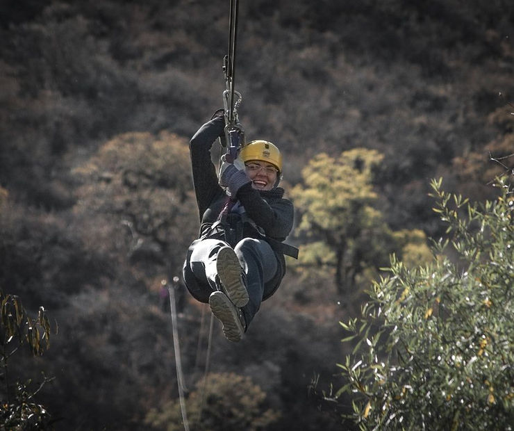 woman ziplining