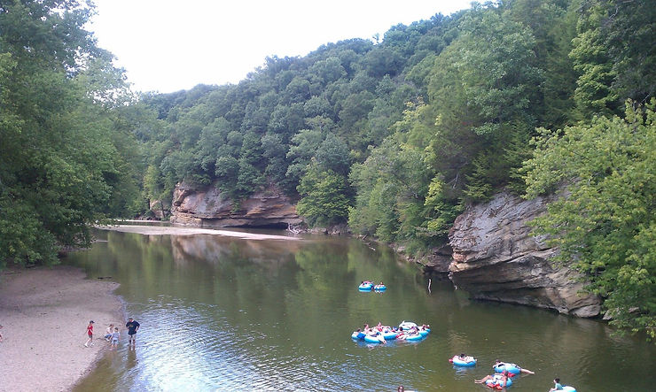 group of people tubing on a river