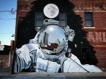 astronaut mural