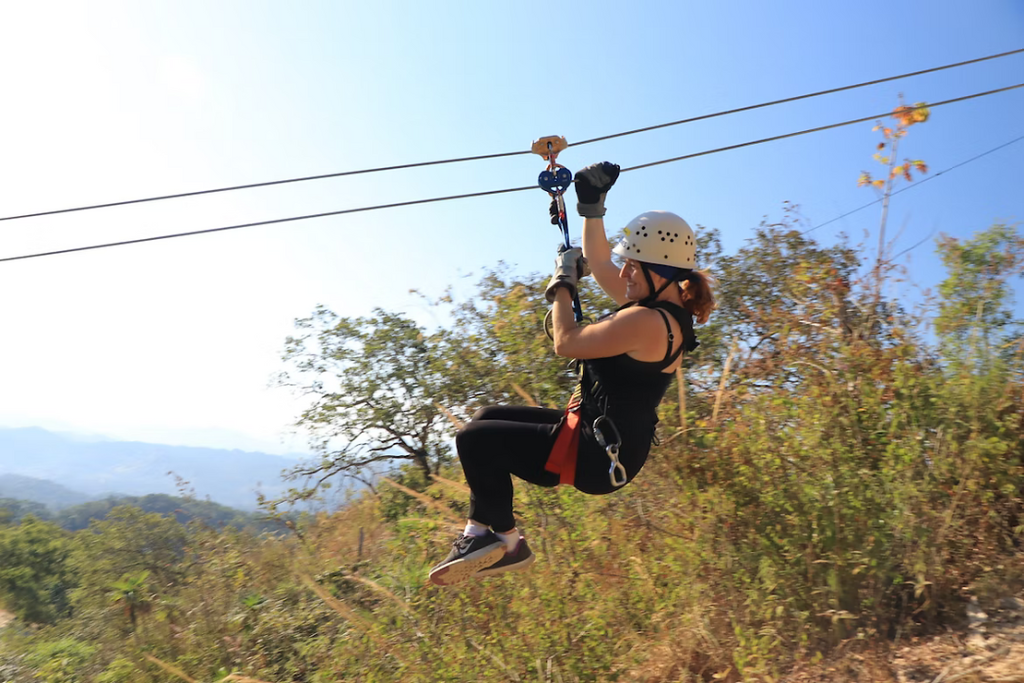 woman ziplining