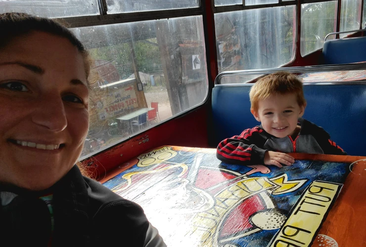 kid sitting on bus