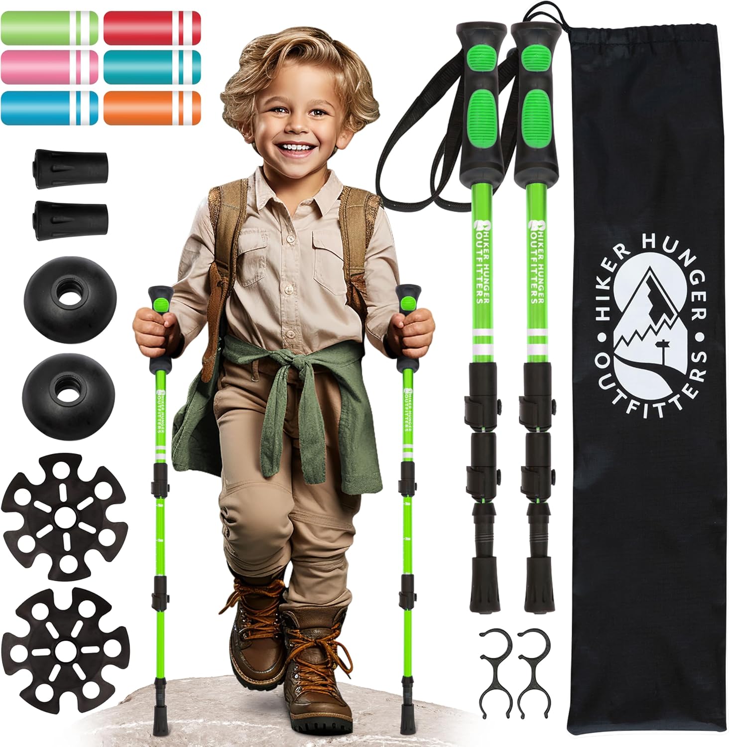 kids trekking poles with accessories