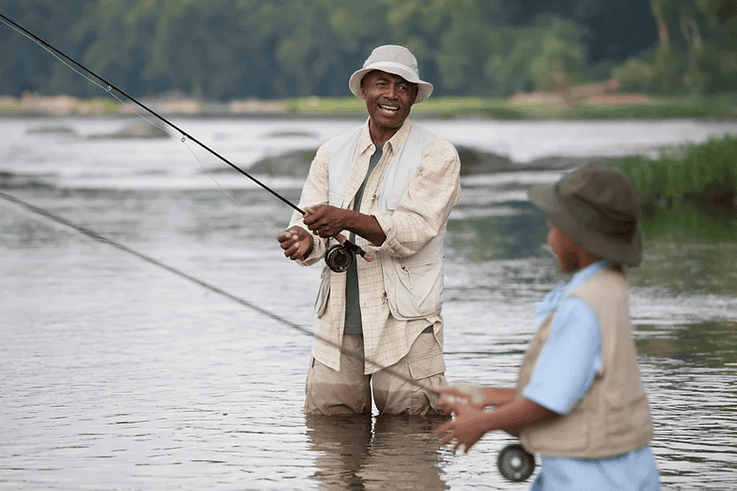 grandpa and grandson fishing